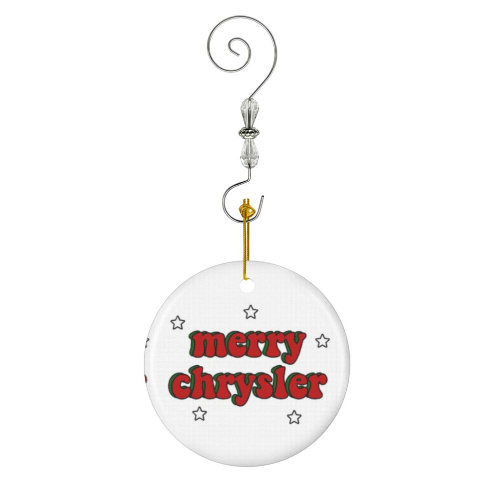 (Merry Chrysler Sticker-2779) Christmas Ornaments Ceramic Charm with Hook Crystal Handmade Xmas Tree Decorations Keepsake Stocking Stuffer