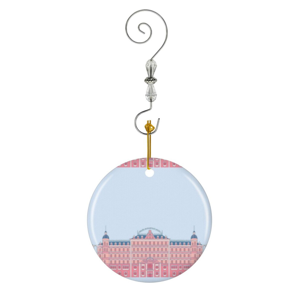 (Gran Budapest Hotel-2886) Christmas Ornaments Ceramic Charm with Hook Crystal Handmade Xmas Tree Decorations Keepsake Stocking Stuffer