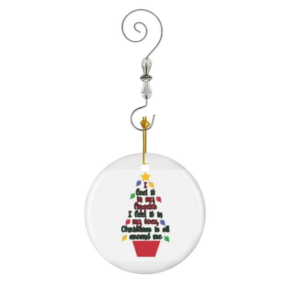 Famgem (Love Actually-8594) Christmas Ornaments Ceramic Charm With Hook Crystal Handmade Xmas Tree Decorations Keepsake Stocking Stuffer