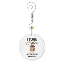 (I Turn Coffee Into Psych Reports-6528) Christmas Ornaments Ceramic Charm with Hook Crystal Handmade Xmas Tree Decorations Keepsake Stocking Stuffer