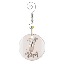(Iced Coffee Is My Love Language-2226) Christmas Ornaments Ceramic Charm with Hook Crystal Handmade Xmas Tree Decorations Keepsake Stocking Stuffer