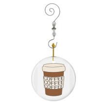 (Coffee Coffee Coffee-8026) Christmas Ornaments Ceramic Charm with Hook Crystal Handmade Xmas Tree Decorations Keepsake Stocking Stuffer