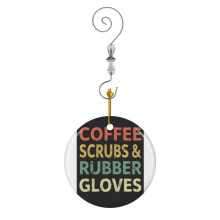 (Coffee Scrubs Rubber Gloves-3911) Christmas Ornaments Ceramic Charm with Hook Crystal Handmade Xmas Tree Decorations Keepsake Stocking Stuffer