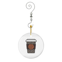 (Coffee Powered Product Owner-10008) Christmas Ornaments Ceramic Charm with Hook Crystal Handmade Xmas Tree Decorations Keepsake Stocking Stuffer