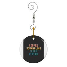 (Coffee Journaling Sleep Repeat - Funny Journaling Coffee Gift-2644) Christmas Ornaments Ceramic Charm with Hook Crystal Handmade Xmas Tree Decorations Keepsake Stocking Stuffer