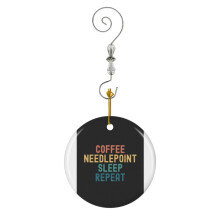 (Coffee Needlepoint Sleep Repeat - Funny Needlepoint Coffee Gift-5832) Christmas Ornaments Ceramic Charm with Hook Crystal Handmade Xmas Tree Decorations Keepsake Stocking Stuffer
