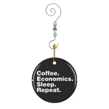 (Coffee. Economics. Sleep. Repeat.-6019) Christmas Ornaments Ceramic Charm with Hook Crystal Handmade Xmas Tree Decorations Keepsake Stocking Stuffer