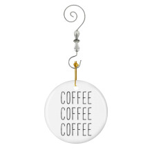 (Coffee Coffee Cup Coffee Quote-8733) Christmas Ornaments Ceramic Charm with Hook Crystal Handmade Xmas Tree Decorations Keepsake Stocking Stuffer