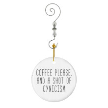 (Coffee And Cynicism Gilmore Quote-8360) Christmas Ornaments Ceramic Charm with Hook Crystal Handmade Xmas Tree Decorations Keepsake Stocking Stuffer