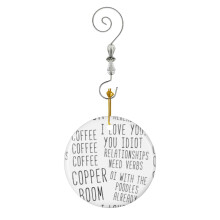 (Coffee Coffee Coffee, Cooper Boom, Pack-7618) Christmas Ornaments Ceramic Charm with Hook Crystal Handmade Xmas Tree Decorations Keepsake Stocking Stuffer