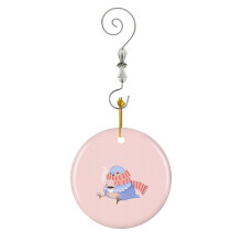 (Cozy Canaries- Coffee Canary-4612) Christmas Ornaments Ceramic Charm with Hook Crystal Handmade Xmas Tree Decorations Keepsake Stocking Stuffer