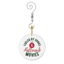 (Fueled By Chaos And Hallmark Movies, Christmas, Coffee, Ornament, Mom,-4993) Christmas Ornaments Ceramic Charm with Hook Crystal Handmade Xmas Tree Decorations Keepsake Stocking Stuffer