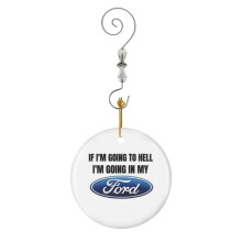 (Ford Coffee Mug-8444) Christmas Ornaments Ceramic Charm with Hook Crystal Handmade Xmas Tree Decorations Keepsake Stocking Stuffer