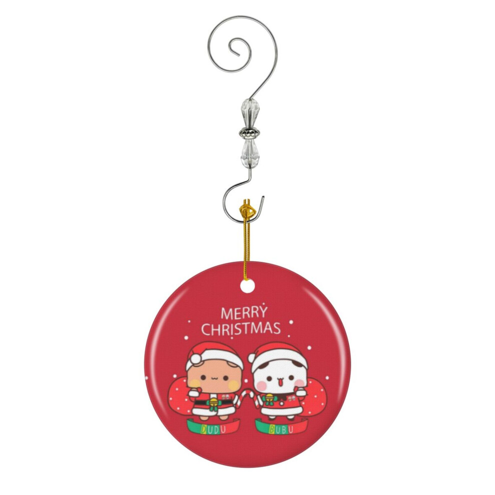 Famgem (Bubu Dudu Xmas Wrap Yourself In Holiday Cheer With This Adorable And Humorous Design Updated-8730) Christmas Ornaments Ceramic Charm With Hook Crysta