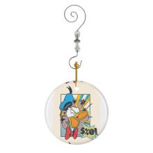 (Donald Duck Vintage 90s-4400) Christmas Ornaments Ceramic Charm with Hook Crystal Handmade Xmas Tree Decorations Keepsake Stocking Stuffer