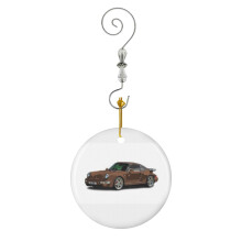 (Brown Porsche 911-2305) Christmas Ornaments Ceramic Charm with Hook Crystal Handmade Xmas Tree Decorations Keepsake Stocking Stuffer