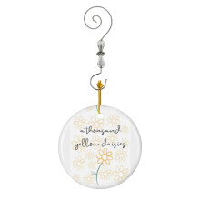 (A Thousand Yellow Daisies-6902) Christmas Ornaments Ceramic Charm with Hook Crystal Handmade Xmas Tree Decorations Keepsake Stocking Stuffer