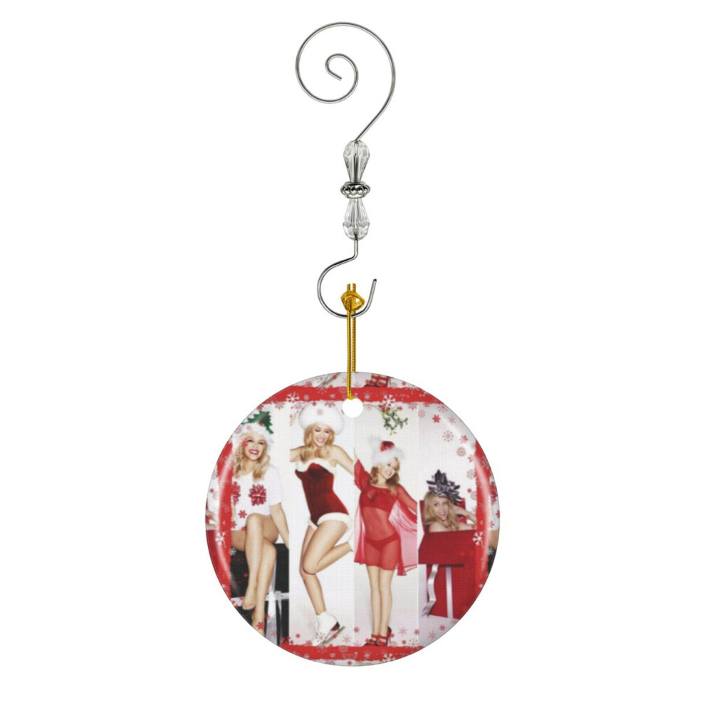 (A Kylie Christmas-4172) Christmas Ornaments Ceramic Charm with Hook Crystal Handmade Xmas Tree Decorations Keepsake Stocking Stuffer