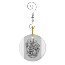 (A Nightmare In Black And White-5889) Christmas Ornaments Ceramic Charm with Hook Crystal Handmade Xmas Tree Decorations Keepsake Stocking Stuffer
