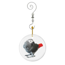 (African Grey Parrot-9460) Christmas Ornaments Ceramic Charm with Hook Crystal Handmade Xmas Tree Decorations Keepsake Stocking Stuffer