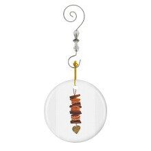 (Christmas Spice Orange Garland-9386) Christmas Ornaments Ceramic Charm with Hook Crystal Handmade Xmas Tree Decorations Keepsake Stocking Stuffer