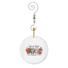 (Christmas I Run On Coffee And Christmas Cheer-4660) Christmas Ornaments Ceramic Charm with Hook Crystal Handmade Xmas Tree Decorations Keepsake Stocking Stuffer