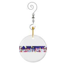 (Charlie Brown Christmas Inspired Christmas Tree Farm (Horizontal)-4864) Christmas Ornaments Ceramic Charm with Hook Crystal Handmade Xmas Tree Decorations Keepsake Stocking Stuffer