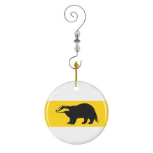 (Badger - Yellow And Black-7827) Christmas Ornaments Ceramic Charm with Hook Crystal Handmade Xmas Tree Decorations Keepsake Stocking Stuffer
