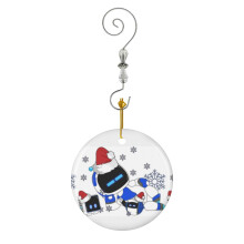 (Astrobot For Christmas-1843) Christmas Ornaments Ceramic Charm with Hook Crystal Handmade Xmas Tree Decorations Keepsake Stocking Stuffer