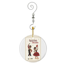 (The Nutcracker's Spanish Chocolate Dancers-3859) Christmas Ornaments Ceramic Charm with Hook Crystal Handmade Xmas Tree Decorations Keepsake Stocking Stuffer