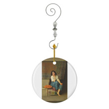 (The Orange Seller - Enrique Serra Y Auque-10510) Christmas Ornaments Ceramic Charm with Hook Crystal Handmade Xmas Tree Decorations Keepsake Stocking Stuffer