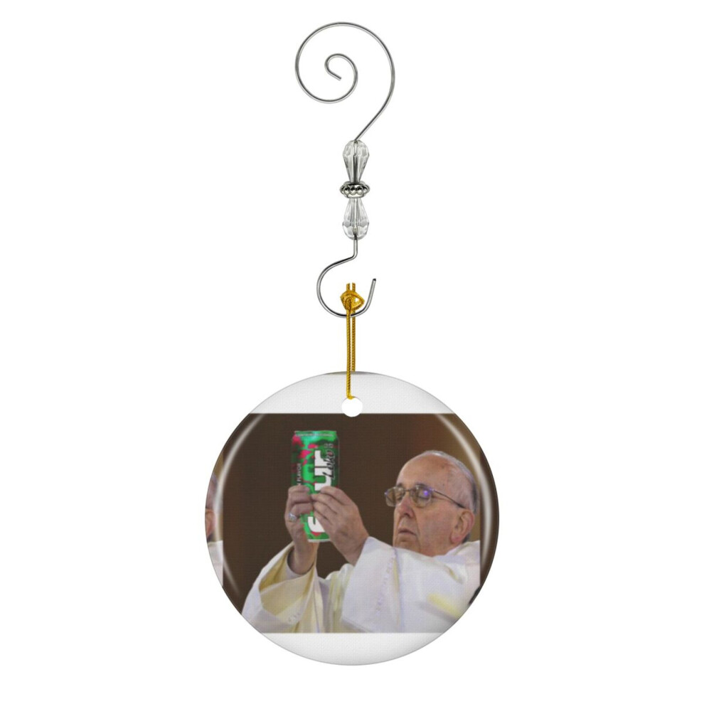 (The Pope Four Loko-1018) Christmas Ornaments Ceramic Charm with Hook Crystal Handmade Xmas Tree Decorations Keepsake Stocking Stuffer