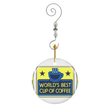 (World's Best Cup Of Coffee' - As Seen On 'Elf'-7964) Christmas Ornaments Ceramic Charm with Hook Crystal Handmade Xmas Tree Decorations Keepsake Stocking Stuffer
