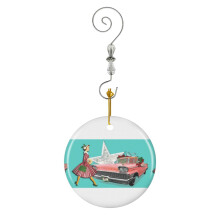 (Vintage Retro Black Friday Christmas-8955) Christmas Ornaments Ceramic Charm with Hook Crystal Handmade Xmas Tree Decorations Keepsake Stocking Stuffer