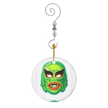 (Vintage Creature From The Black Lagoon-8194) Christmas Ornaments Ceramic Charm with Hook Crystal Handmade Xmas Tree Decorations Keepsake Stocking Stuffer