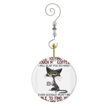 (Touch My Coffee I Will Slap You So Hard Funny Cat Lover Gift-3413) Christmas Ornaments Ceramic Charm with Hook Crystal Handmade Xmas Tree Decorations Keepsake Stocking Stuffer