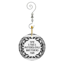 (Time Tide Buttered Eggs - Box Of Delights-7883) Christmas Ornaments Ceramic Charm with Hook Crystal Handmade Xmas Tree Decorations Keepsake Stocking Stuffer