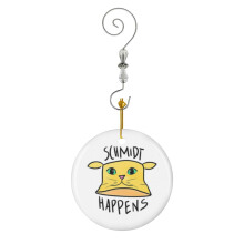 (Schmidt Happens - Yellow Cat-6472) Christmas Ornaments Ceramic Charm with Hook Crystal Handmade Xmas Tree Decorations Keepsake Stocking Stuffer