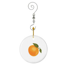 (Orange Tangerine Mandarine 3-2062) Christmas Ornaments Ceramic Charm with Hook Crystal Handmade Xmas Tree Decorations Keepsake Stocking Stuffer