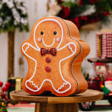 (RedBlack Box Gingerbread) Stylish American And European Gingerbread Man Cookie Tin Box For Festive Fun