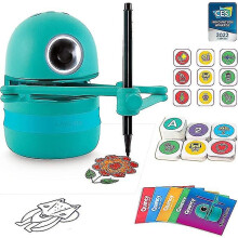 Quincy No-Screen Drawing Robot with 24 Card Guides: Interactive Talking Learning Toy for 4-8 Year Olds (Drawing, Spelling, Math) Safe STEM Gift