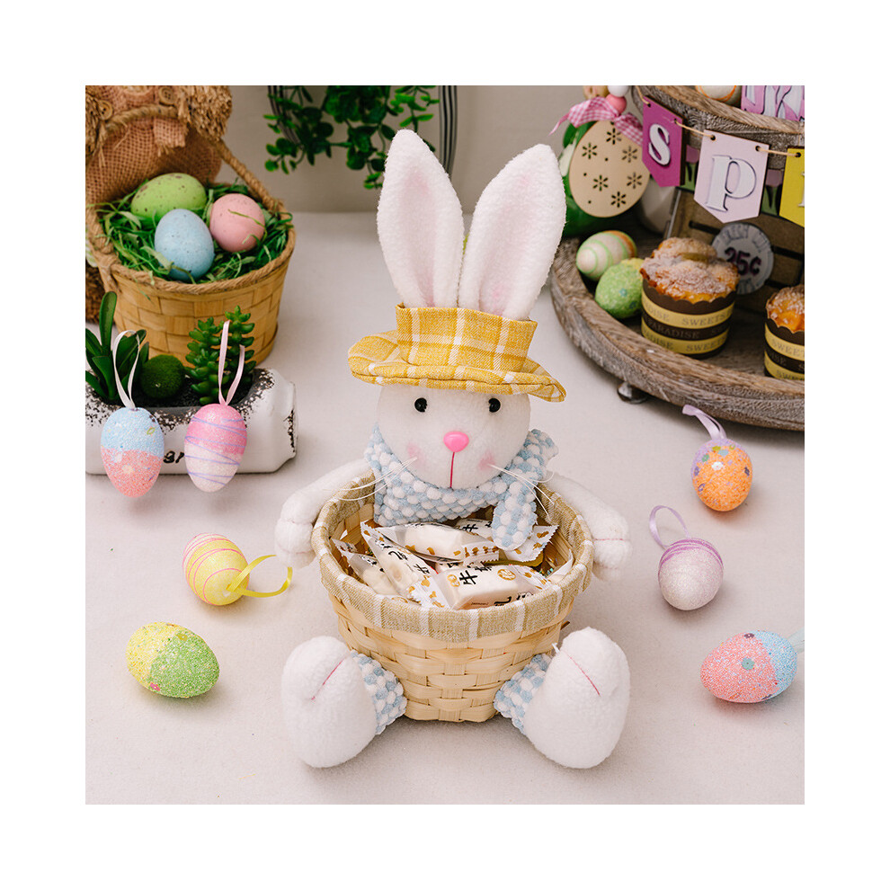 (Easter Bunny Basket Male) Easter Adorable Bunny Plush Toy Basket Colorful Egg Storage For Holiday Decorations