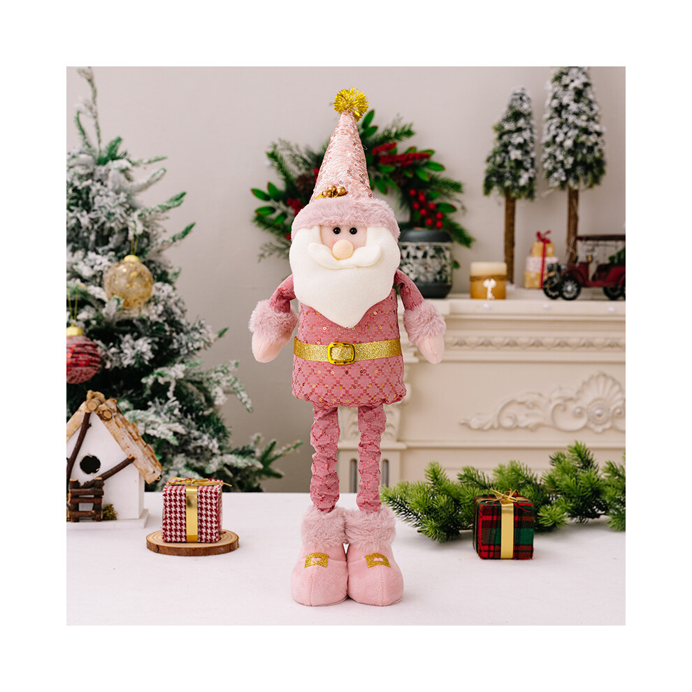 (StyleA) Pink Plush Festive Figurines Of Santa Snowman And Reindeer Perfect For Christmas Home Decorations-image-OPC-PFMFFF2-NEW