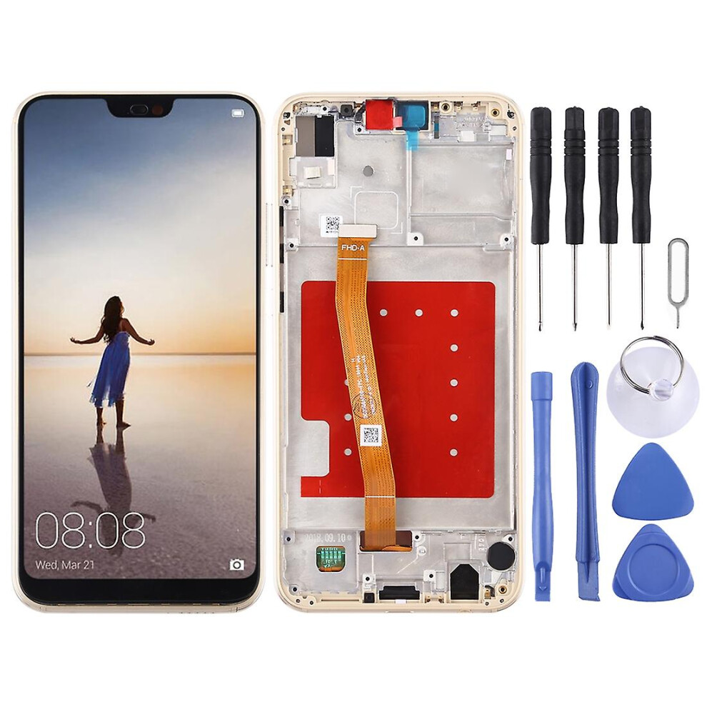 () Lcd Screen With Frame For Huawei P20 Lite / Nova 3E(Black) Gold/Black