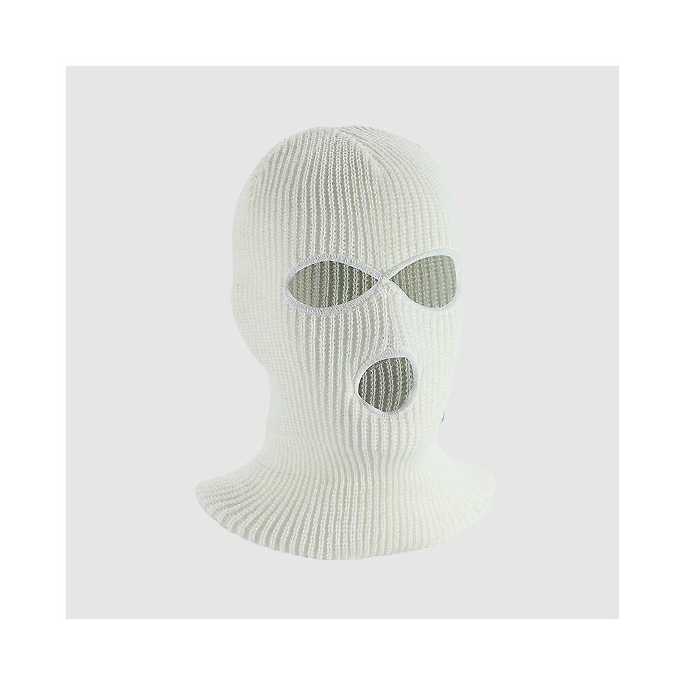 (White) Universal Car Seat Headrest Cover Balaclava 3hole Full Cover Halloween Christmas Funny Car Decoration