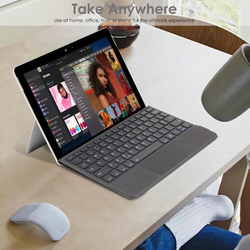 Techgear Keyboard for Microsoft Surface Go 1 2 3 4, Slim QWERTY Wireless Bluetooth Keyboard Cover, 7 Color Backlight, Precision Multi-Touch Trackpad/Touchpad 1