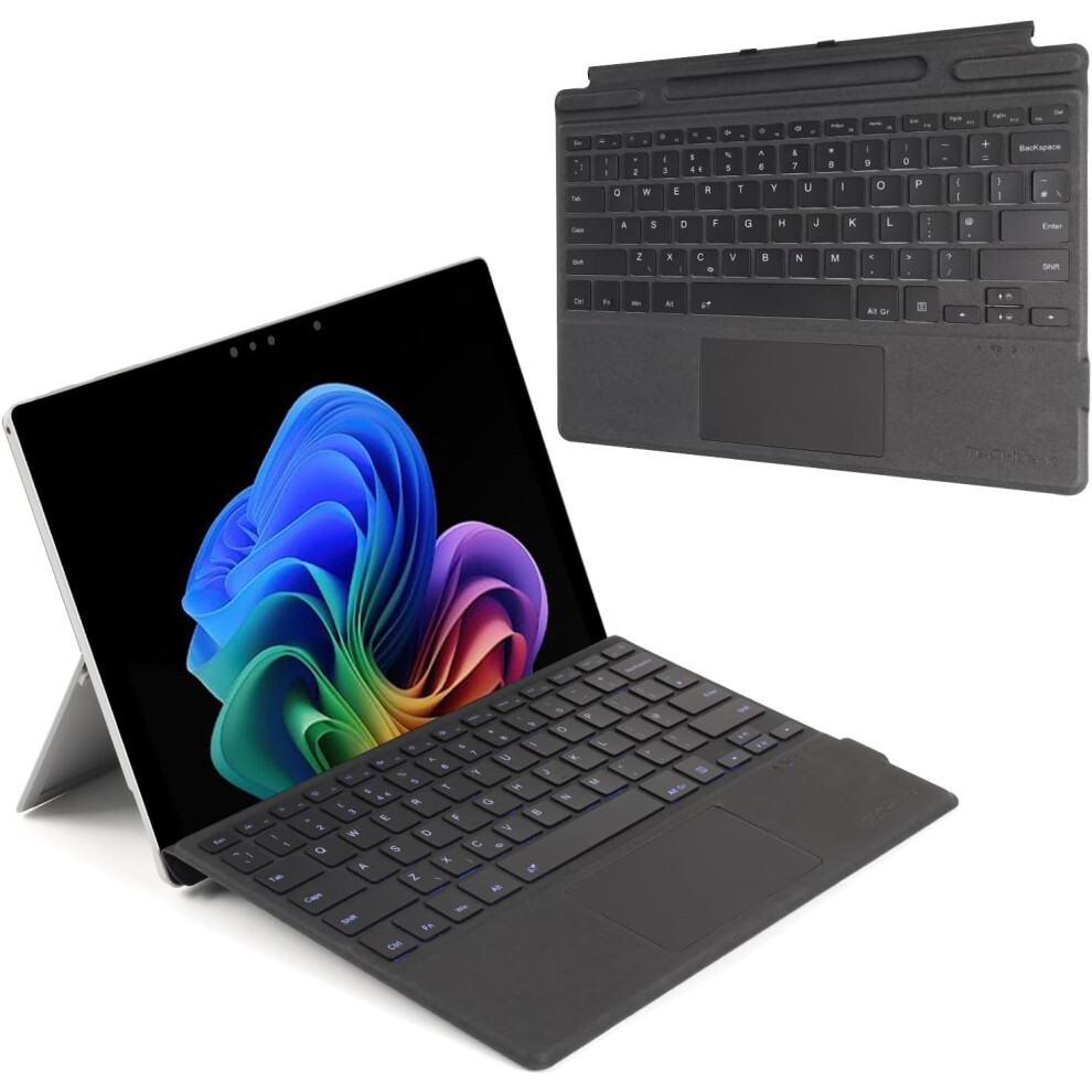 Microsoft Surface Pro 11/10 / 9/8 / X Signature Keyboard, Slim QWERTY Wireless Bluetooth Keyboard Cover, 7 Color Backlight, Precision Touchpad