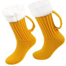 3D Beer Mug Knitted Socks Men's Padded Warm Mid-Calf Women Winter Soft Funny Sleep Floor Socks Woolen Socks Christmas Gift