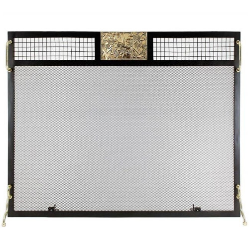 Minuteman SES-3830PC Clematis Emblem Fireplace Screen, Polished Brass