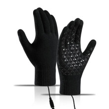 (black) Electric Heated Gloves USB Rechargeable Touchscreen Winter